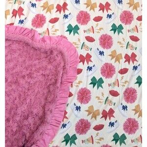 Posh Peanut Sabrina Cheer Leader Pink Luxe Patoo Blanket Ruffled Minky 60x60